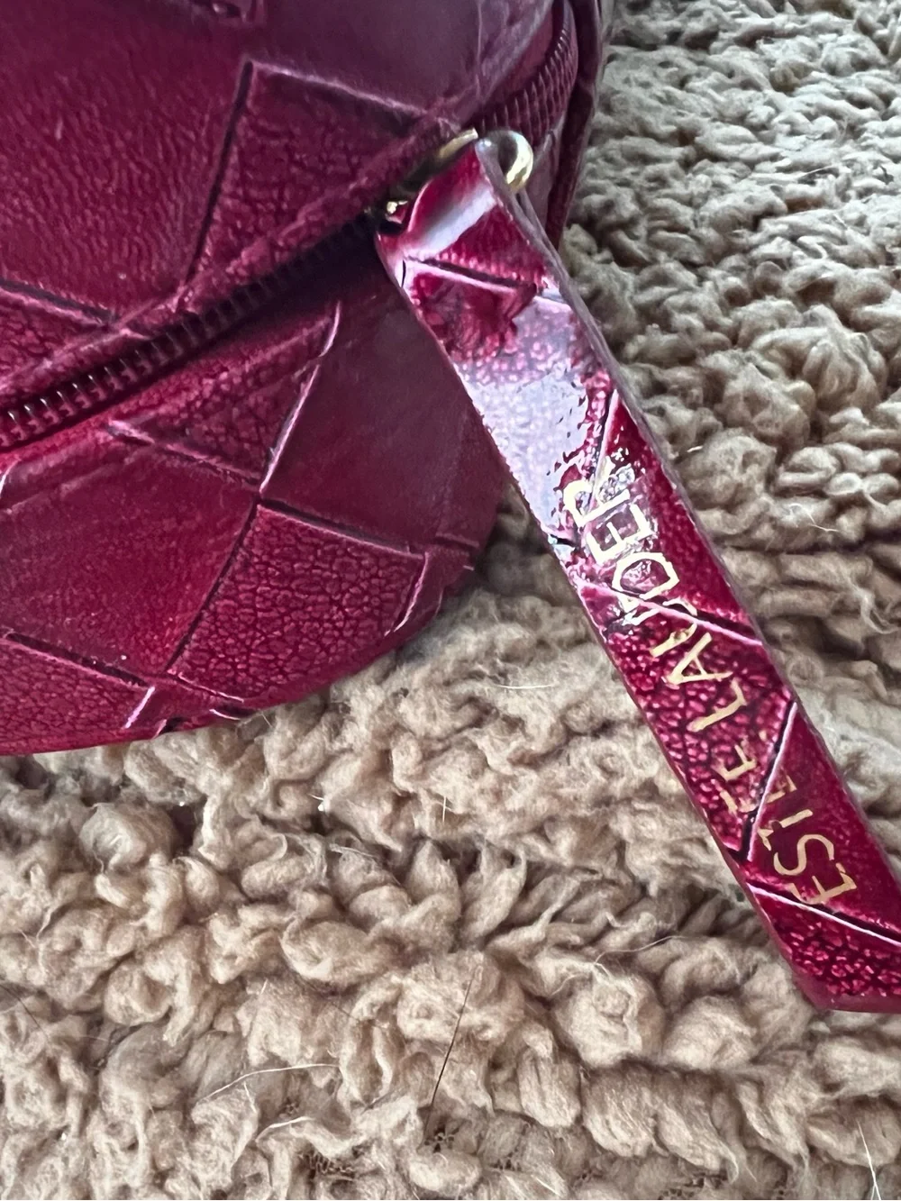 Estee Lauder Woven Laptop Bag in Deep Berry